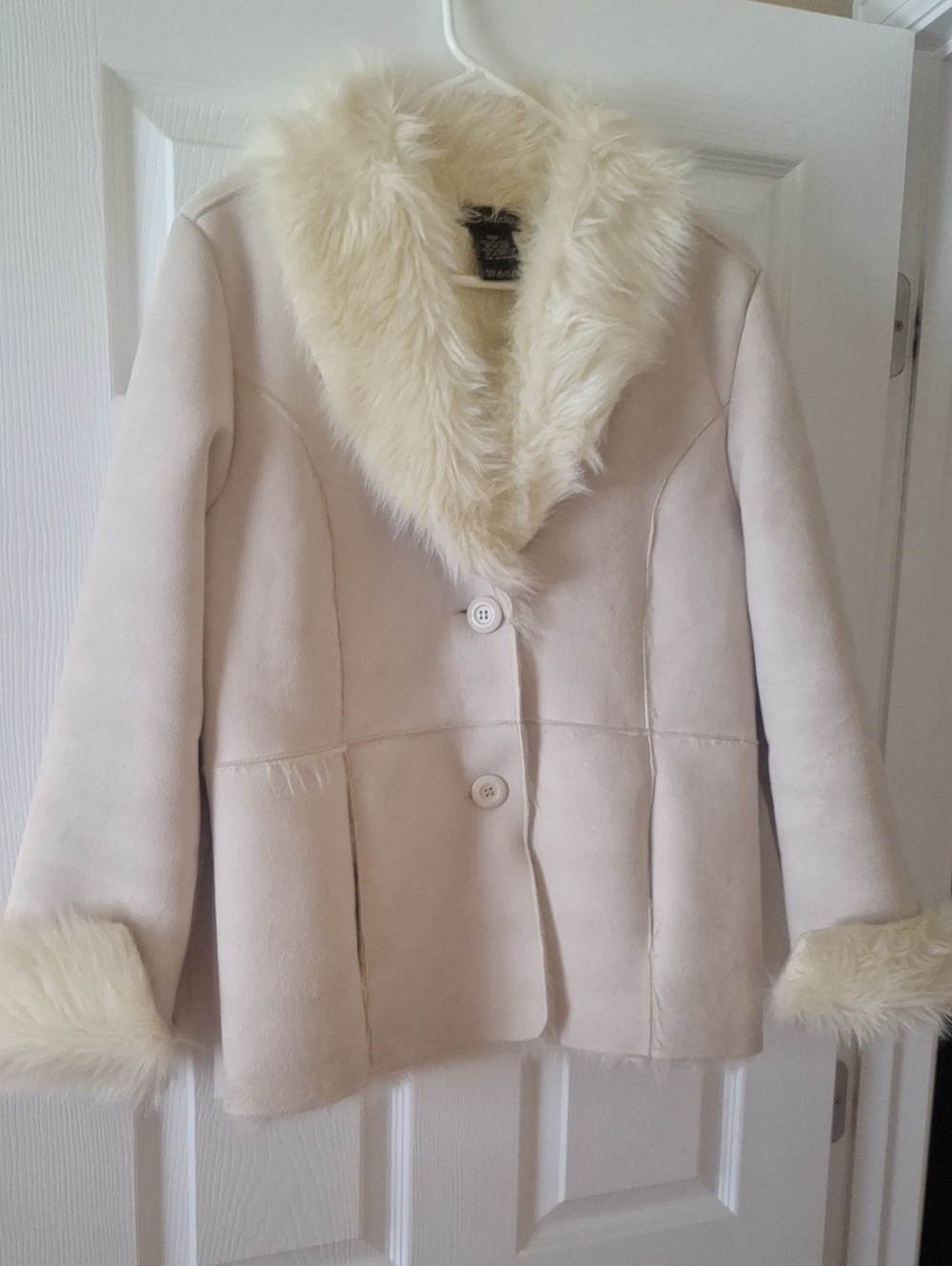 Studio Cream Faux-Fur Trim Teddy Jacket